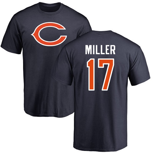 Chicago Bears Men Navy Blue Anthony Miller Name and Number Logo NFL Football #17 T Shirt->nfl t-shirts->Sports Accessory